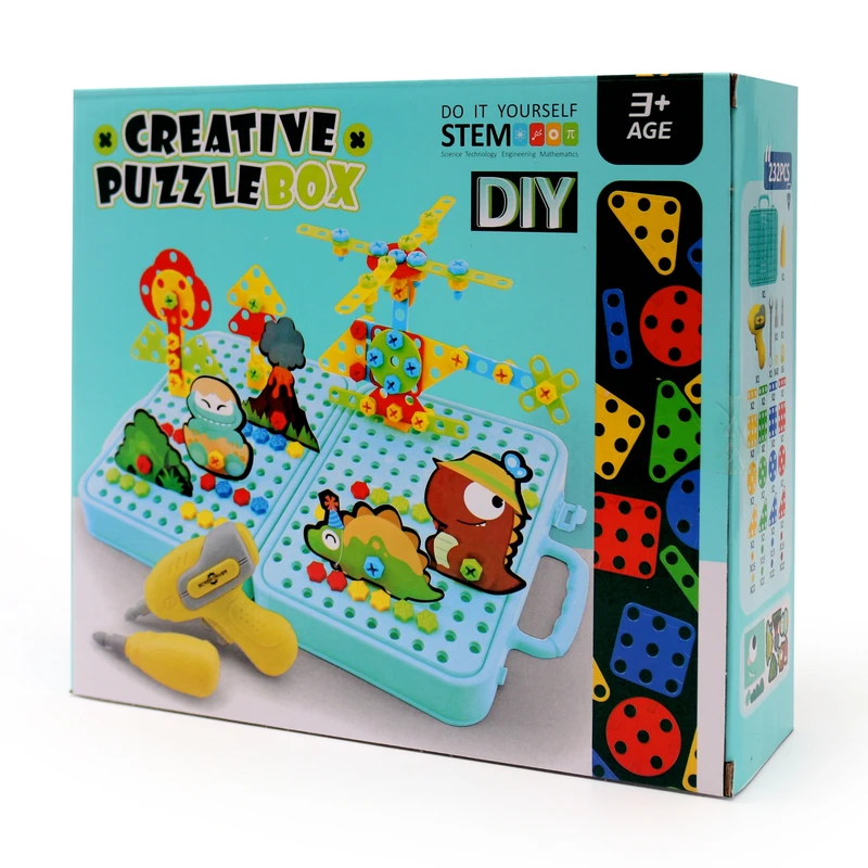  ساختنی 232 تکه مدل پازل دریل دار طرح دایناسور کیوت