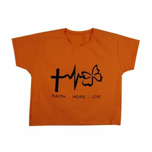 کراپ‌تاپ آستین کوتاه زنانه مدل ضربان رنگ نارنجی