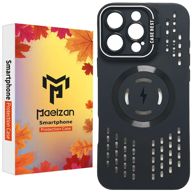 کاور پاییزان مدل بلک مگ فورس طرح لاکچری مناسب برای گوشی موبایل اپل IPhone 16 Pro Max