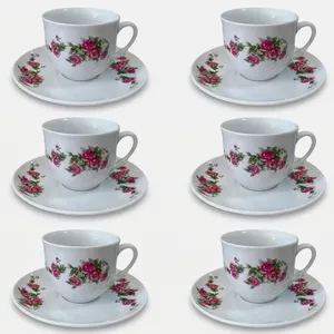 سرویس چای خوری 12 پارچه مرجان مدل گل سرخی کد 7200510371