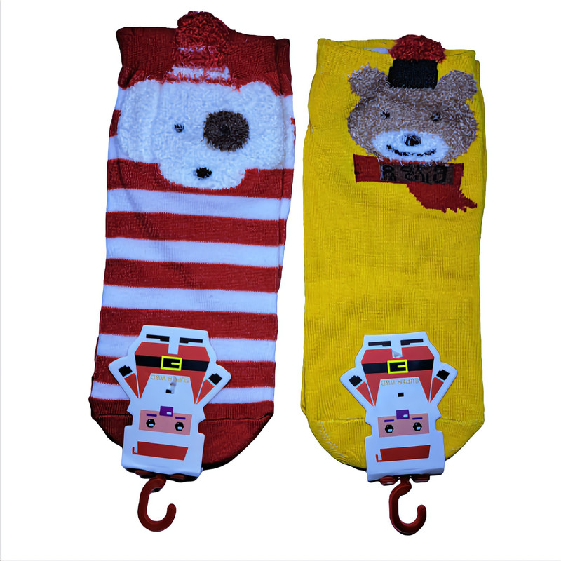 جوراب بچگانه مدل زمستانی طرح خرس و سگ کد Bear & Dog بسته دو عددی