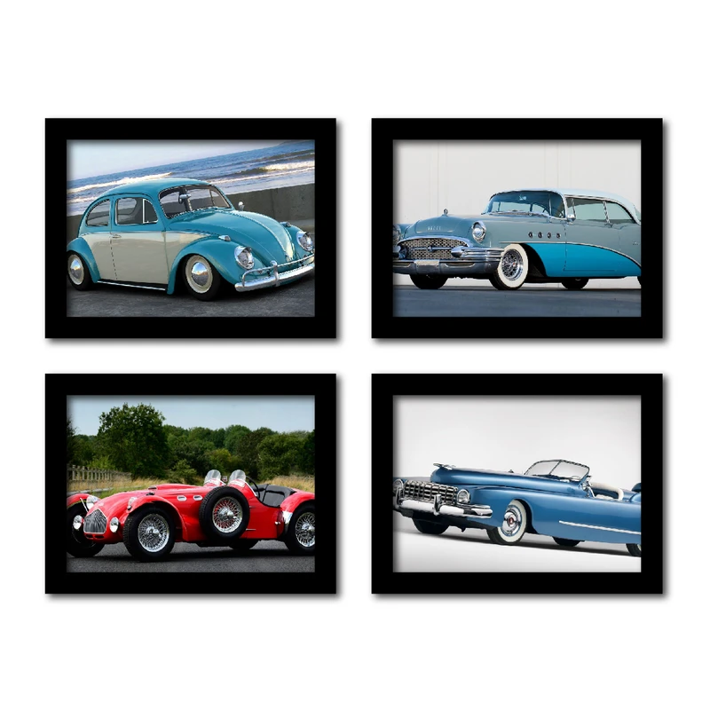 تابلو مدل ماشین طرح خودروهای کلکسیونی کد km-classic -2 مجموعه 4 عددی