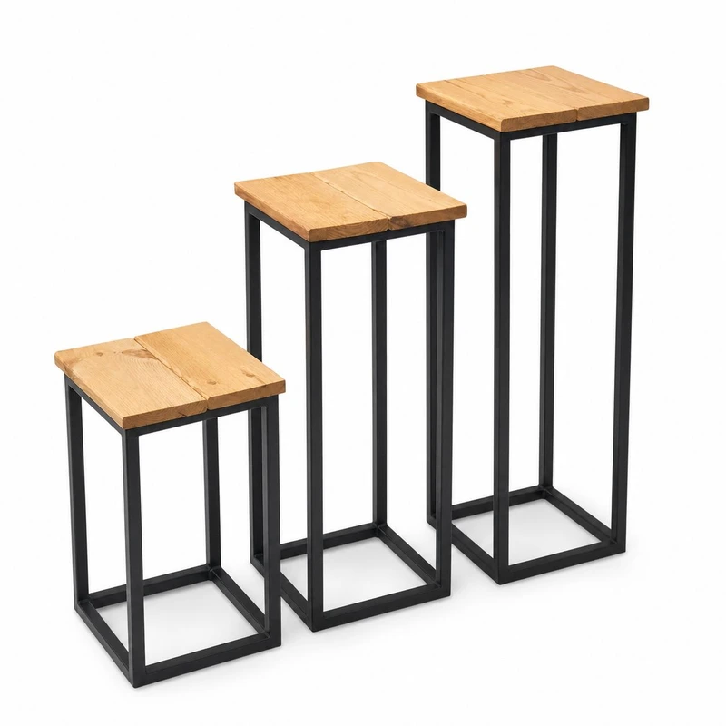 استند گلدان مدل فلز چوب کد s-100 مجموعه 3 عددی