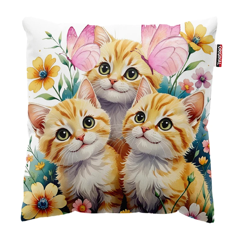 کوسن پاد آفرین مدل فانتزی طرح گربه کد PK402417 سایز 40*40 سانتی متر