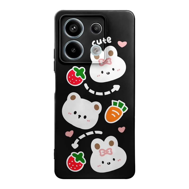 کاور قاب گارد طرح خرس و خرگوش دخترانه کد f9140 مناسب برای گوشی موبایل شیائومی Redmi Note 13 5G