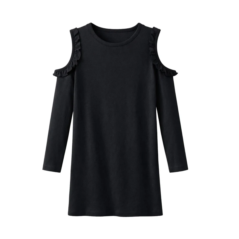 پیراهن آستین بلند یقه گرد دخترانه مدل 7416