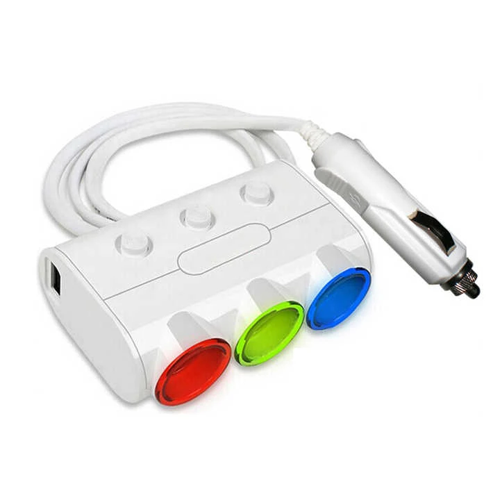 مبدل برق 1 به 3 و شارژر فندکی خودرو مدل Socket 3