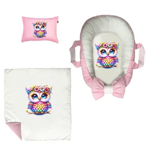سرویس خواب 3 تکه نوزاد مدل جغد رنگارنگ کد DKBP28-set
