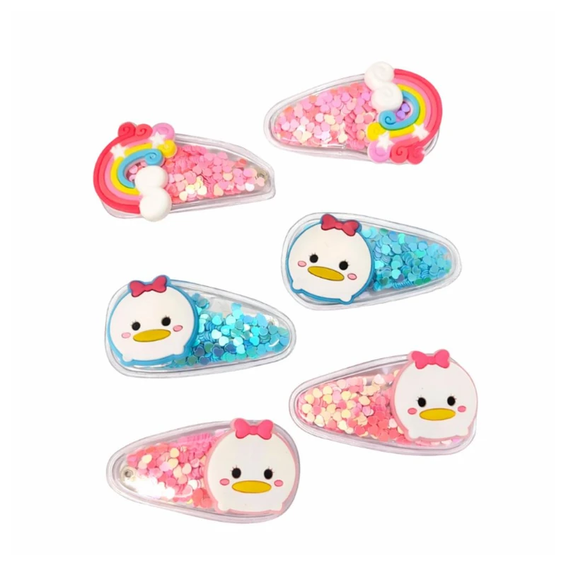 گیره مو دخترانه مدل پولکی مجموعه ۶ عددی