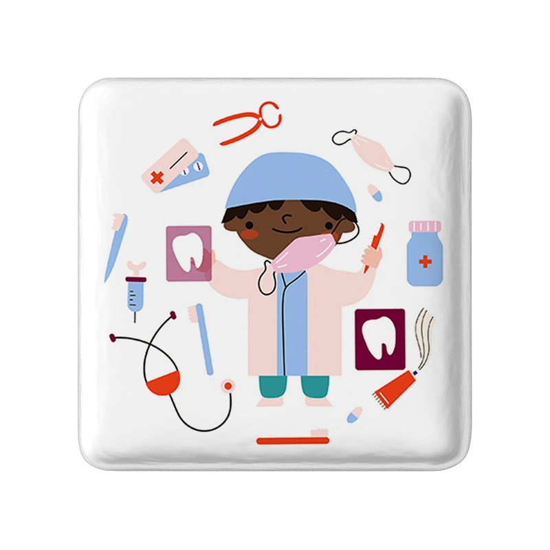 مگنت خندالو طرح پزشک و پرستار کودکانه مدل مربعی کد 36512