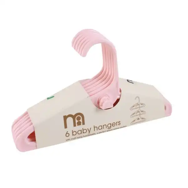 چوب لباسی نوزاد مادرکر مدل 2022 رنگ صورتی مجموعه 6 عددی