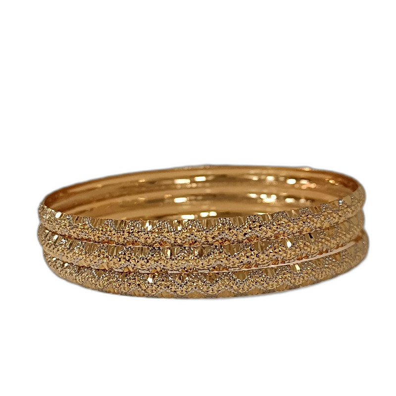 النگو طلا 18 عیار زنانه مدل تراش کد T197s1 بسته 3 عددی