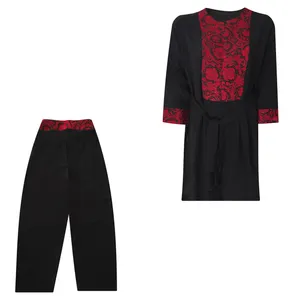 مانتو و شلوار زنانه مدل ابر و بادی سنتی کتیبه کد tm-2883 