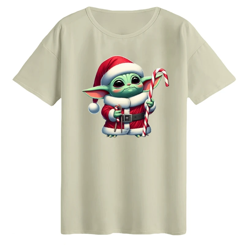 تی‌شرت لانگ آستین کوتاه زنانه مدل بیبی یودا کریسمس کد 1