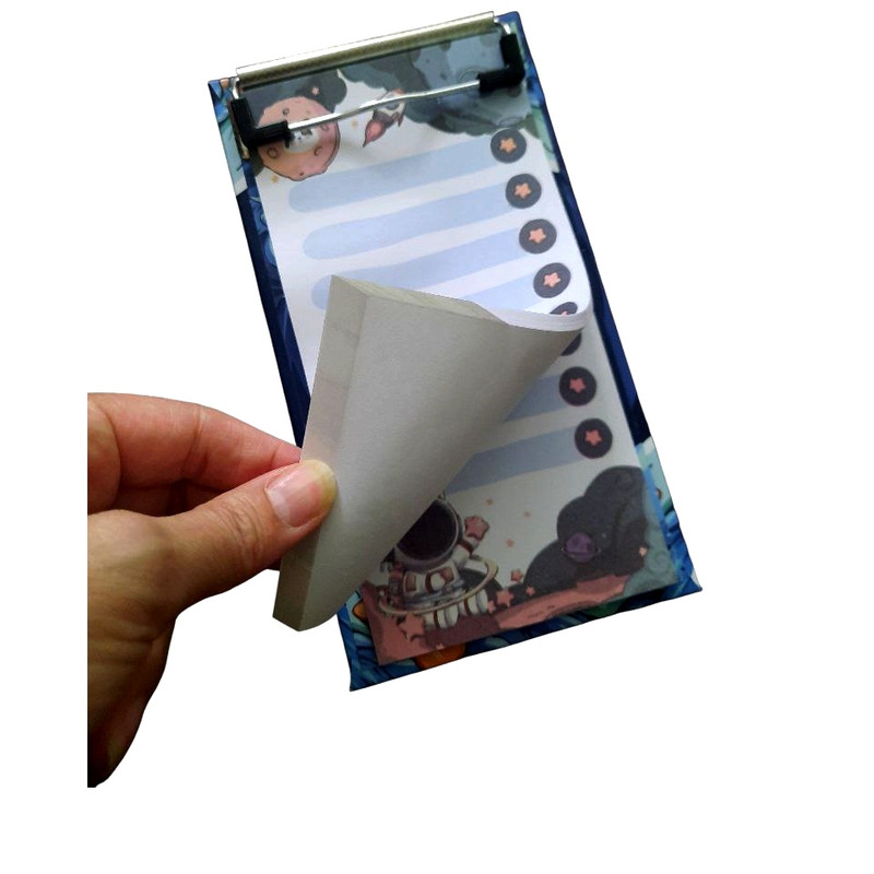 تخته شاسی مدل چک لیست فضانورد کد mn19 سایز A5 به همراه کاغذ یادداشت