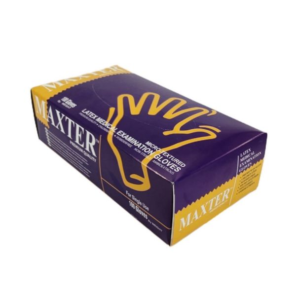 دستکش لاتکس غیر پودری مدل مکستر سایز متوسط (M) بسته 100 عددی