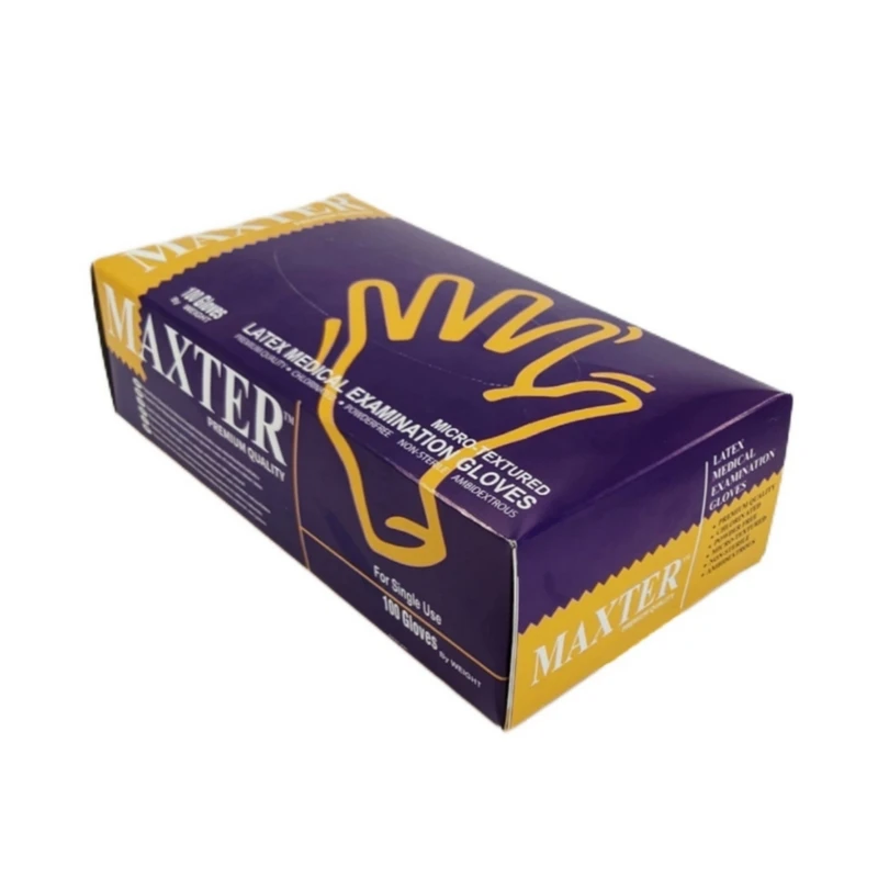دستکش لاتکس غیر پودری مدل مکستر سایز متوسط (M) بسته 100 عددی