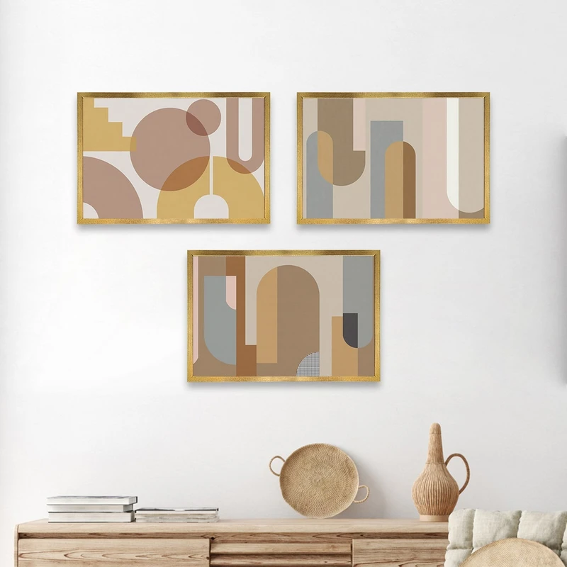 تابلو بکلیت طرح نقاشی مینیمال مدل BE-824 مجموعه 3 عددی