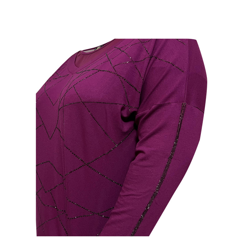 بلوز آستین بلند زنانه کازه مدل نگین مثلثی ضربدری