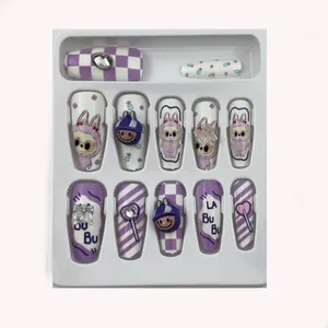 ناخن مصنوعی دست کودک مدل لبوبو بسته ۱۲ عددی