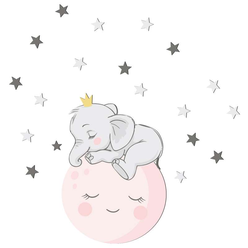 استیکر چوبی کودک باروچین مدل فیل و ماه کد 1228