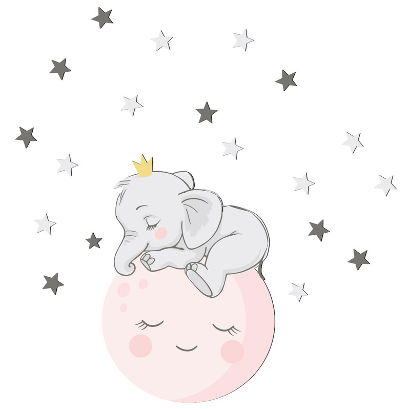 استیکر چوبی کودک باروچین مدل فیل و ماه کد 1228