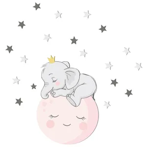استیکر چوبی کودک باروچین مدل فیل و ماه کد 1228