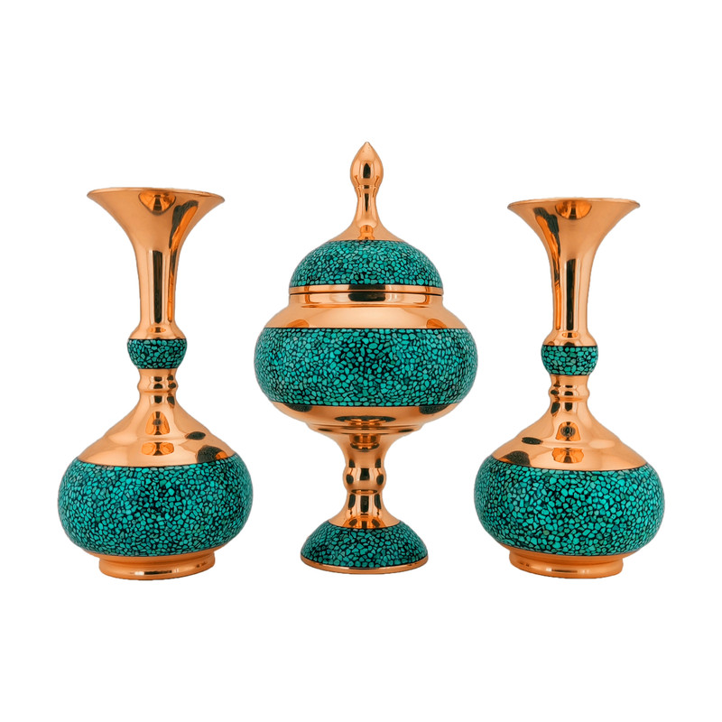 ست سه تکه شکلات خوری و گلدان فیروزه کوبی حامد کریمی کدhf158-200