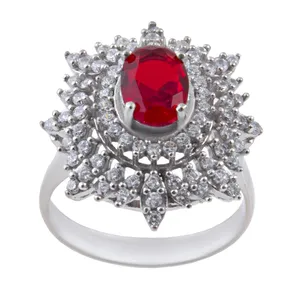 انگشتر نقره زنانه بازرگانی میلادی مدل کوارتز نگین برلیان کد AWR_279