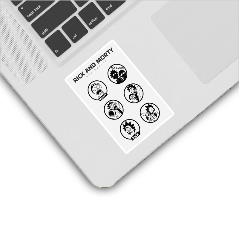 استیکر لپ تاپ و موبایل گوفی طرح ریک و مورتی مدل SVG Bundle