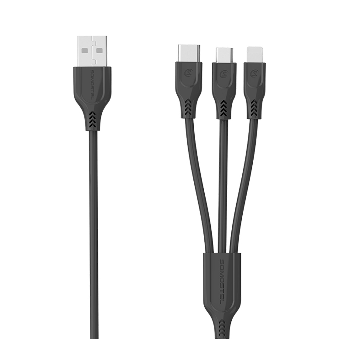 نکته خرید - قیمت روز کابل تبدیل USB به microUSB / USB-C / لایتنینگ سوموس تل مدل BT08 طول 1 متر خرید