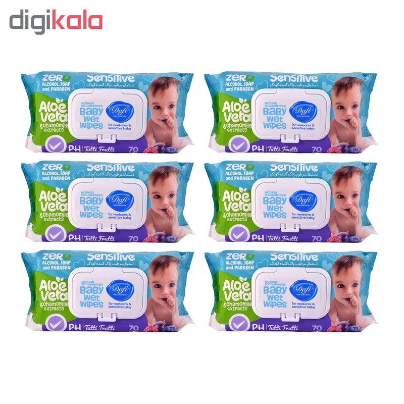 دستمال مرطوب دافی مدل Sensitive مجموعه 6 عددی