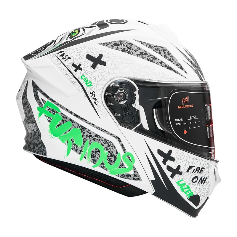 کلاه کاسکت فک متحرک فلش مدل 935sv neon-yellowgreen-white