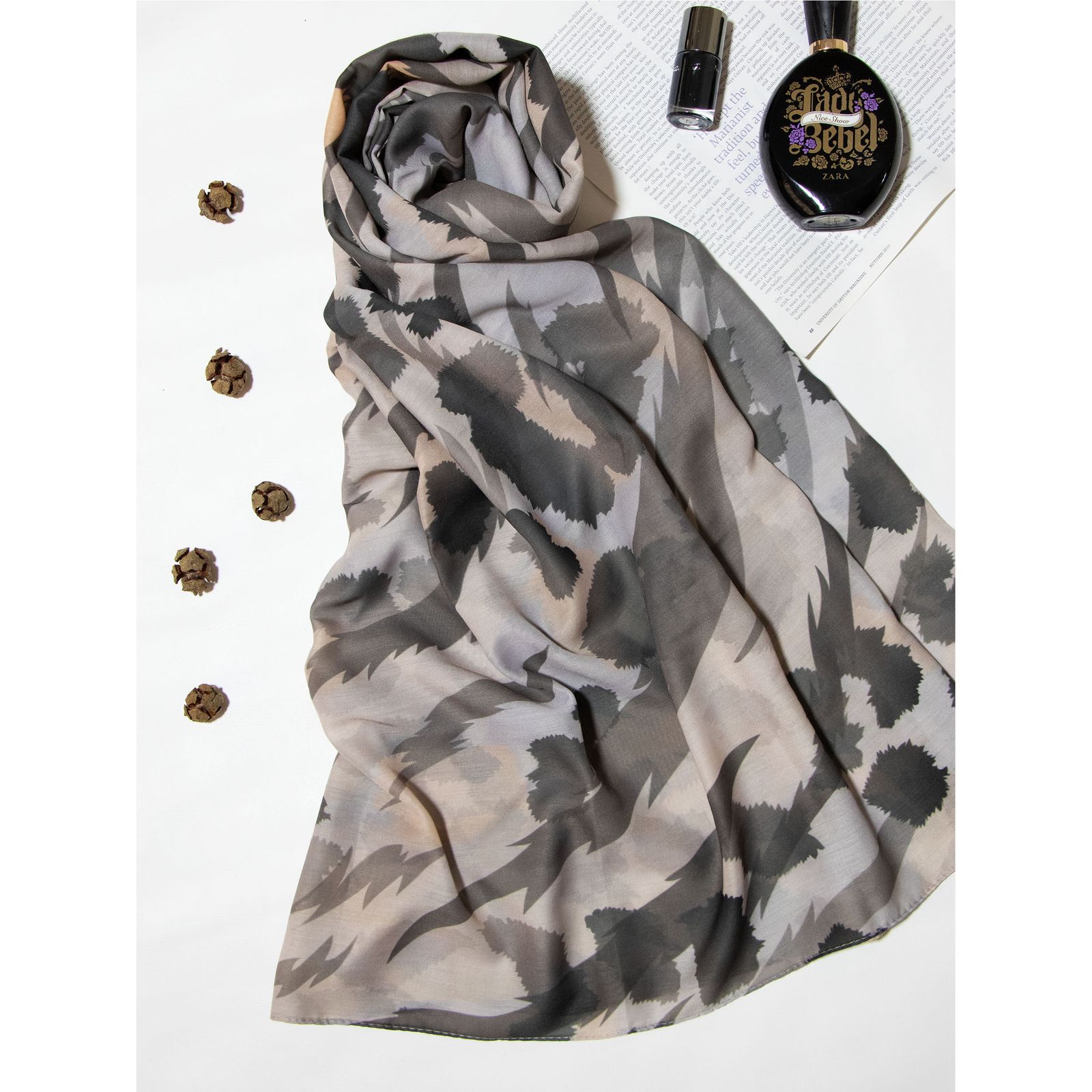 شال زنانه مدل نخی جدید فانتزی شیک با طرح پلنگی کد ana-1415-1 - - 5