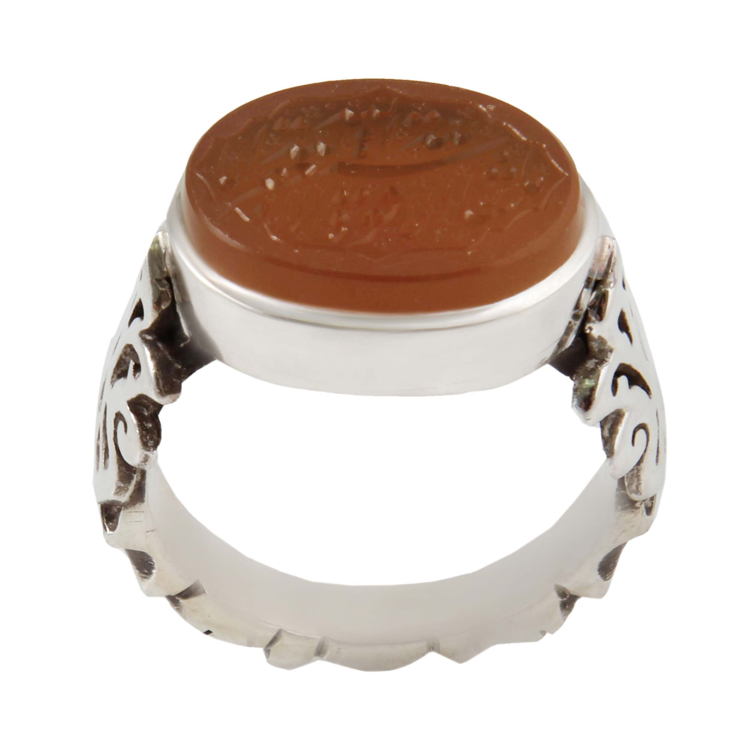 انگشتر نقره مردانه بازرگانی میلادی مدل عقیق یمنی کد AM_1695