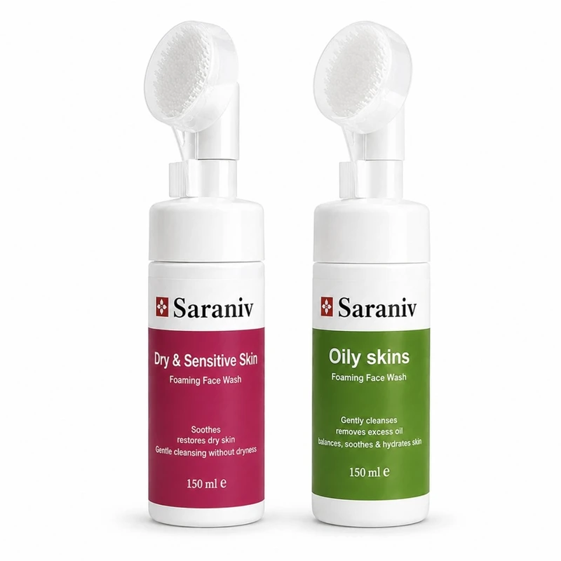 فوم شستشوی صورت سارانیو مدل Oily skins و sensitive حجم ۱۵۰ میلی لیتر مجموعه دو عددی