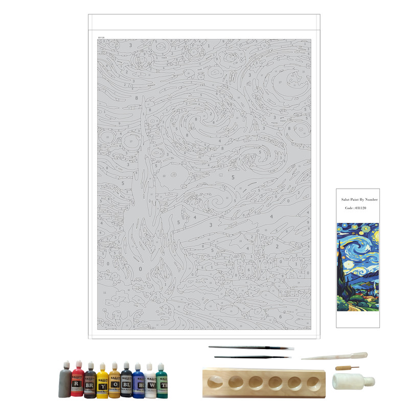 بسته رنگ آمیزی سالوت مدل آکرولیک کد 031120 مجموعه 18 عددی