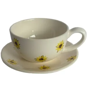 فنجان و نعلبکی سرامیکی مدل آفتابگردان کد 04