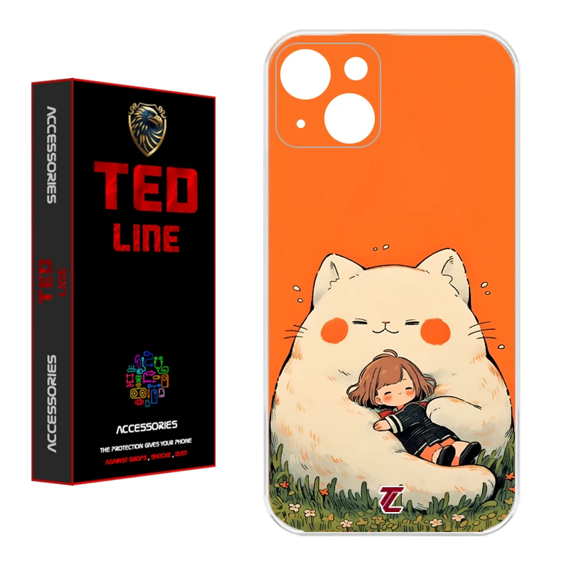 کاور تدلاین طرح گربه نارنجی کد 1138 مناسب برای گوشی موبایل اپل Iphone 13 / 14