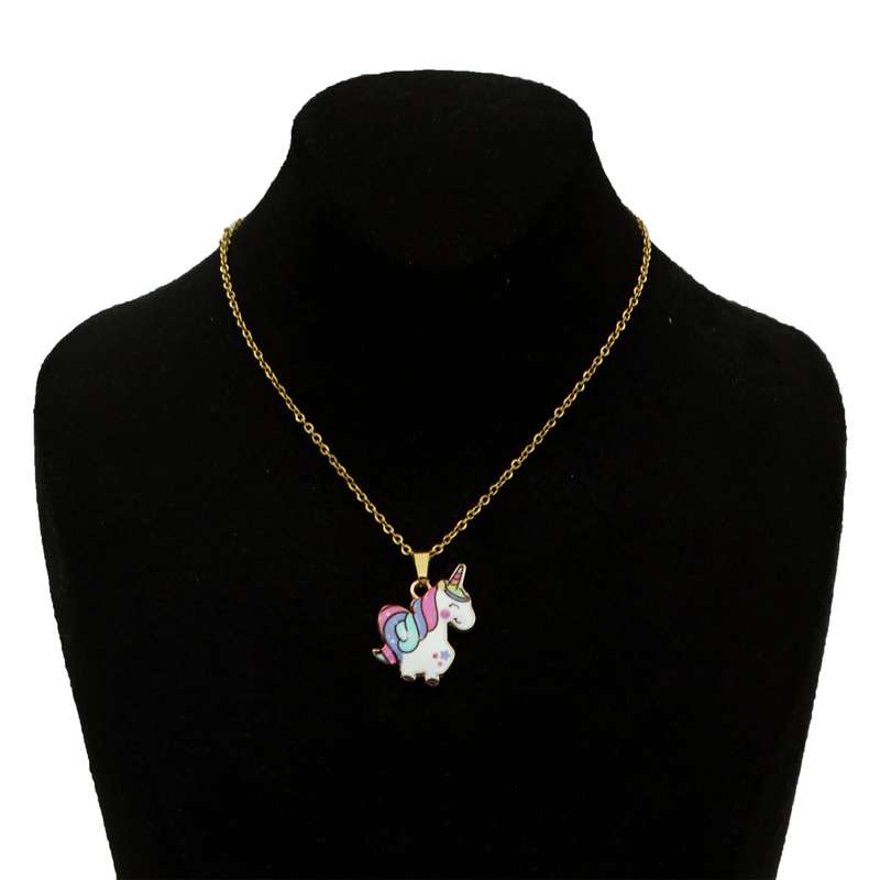 گردنبند دخترانه مدل اسب تک شاخ زیبا کد GZ-Beh-38