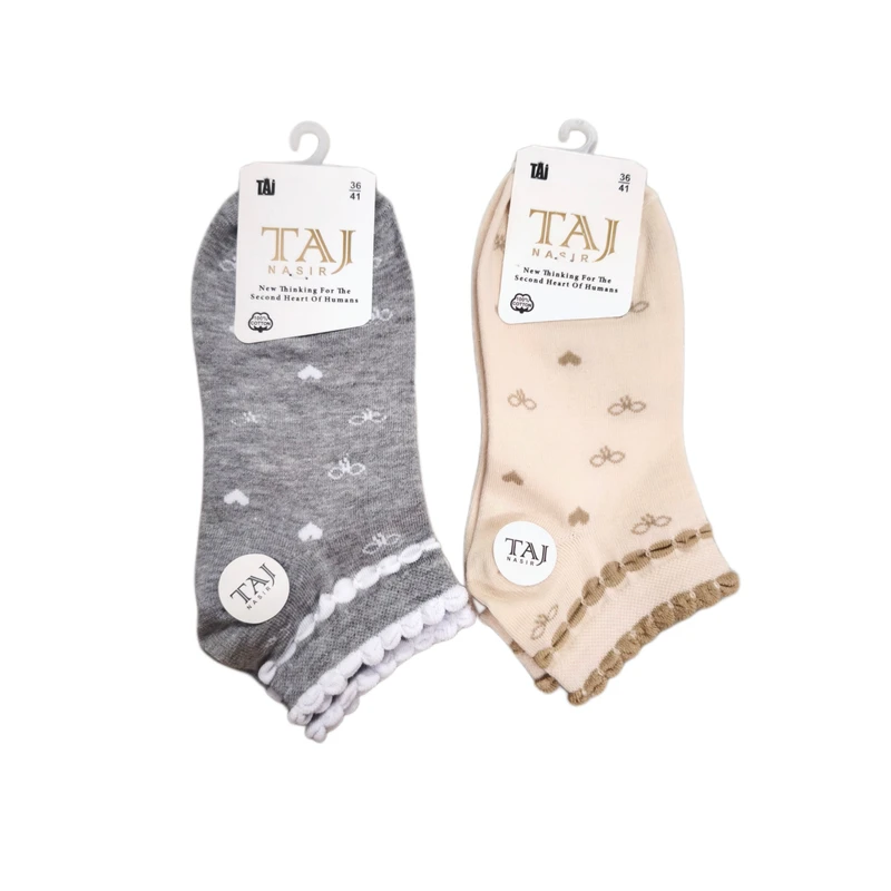 جوراب ساق کوتاه زنانه مدل پاپییونی و قلبی  بسته 2 عددی