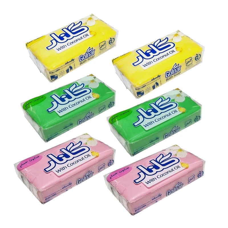 صابون شستشو صورت و بدن گلنار مدل select 6 مناسب برای انواع پوست وزن 130 گرم بسته 6 عددی