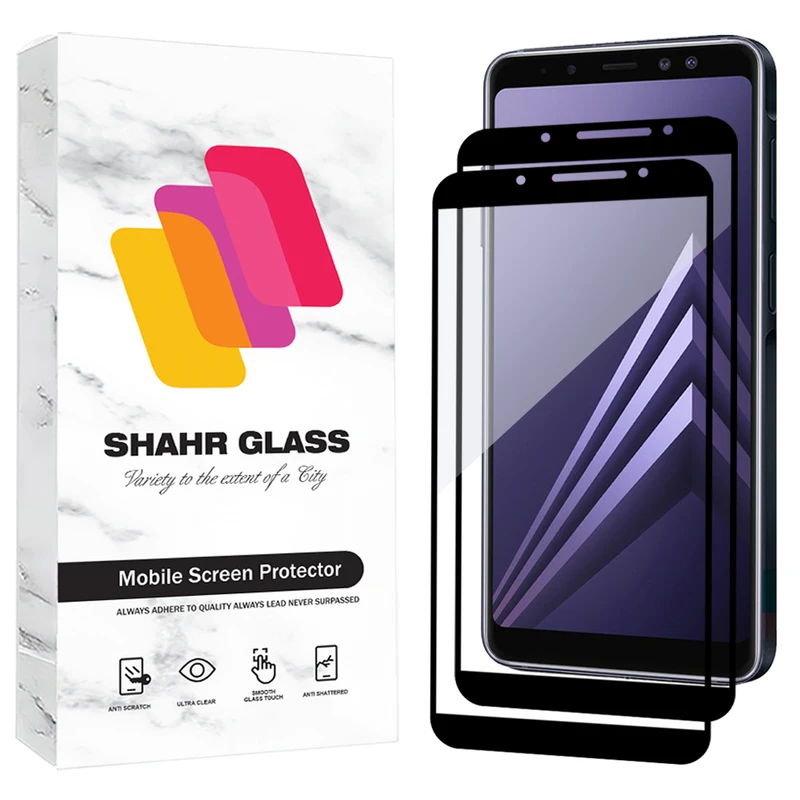 محافظ صفحه نمایش شیشه ای شهر گلس مدل FUL2 مناسب برای گوشی موبایل سامسونگ Galaxy A8 2018 / Galaxy A6 2018 / Galaxy J6 2018 بسته دو عددی