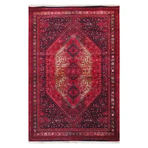 فرش ماشینی 1200 شانه فرش آرمانی زمینه لاکی حاشیه لاکی مدل 1274