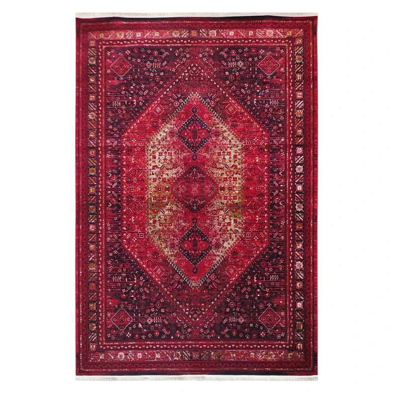 فرش ماشینی 1200 شانه فرش آرمانی زمینه لاکی حاشیه لاکی مدل 1274