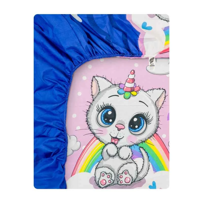 ملحفه آدنو مدل Little cat کد MC05 سایز 80x180 سانتی‌متر