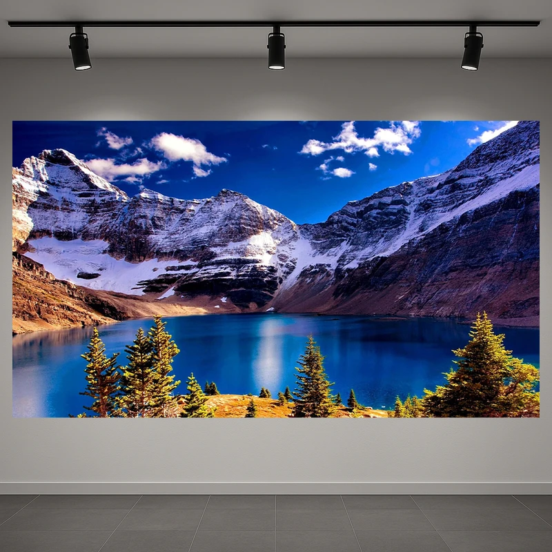 پوستر پارچه ای طرح مخمل دریاچه مدل کوهستان برفی کد AR3060440