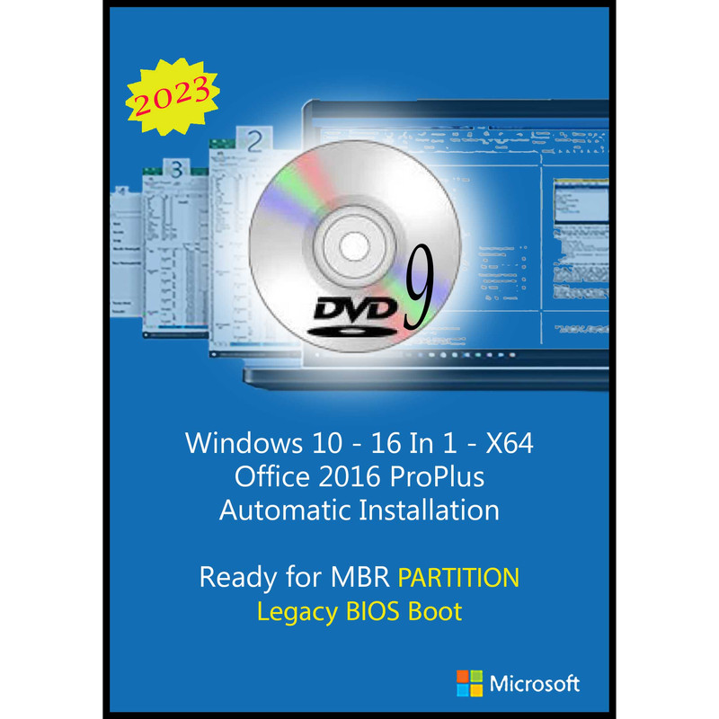 سیستم عامل Windows 10 X64 2023 16 IN 1 Legacy Bios DVD 9 - Office 2016 Pro Plus نشر مایکروسافت