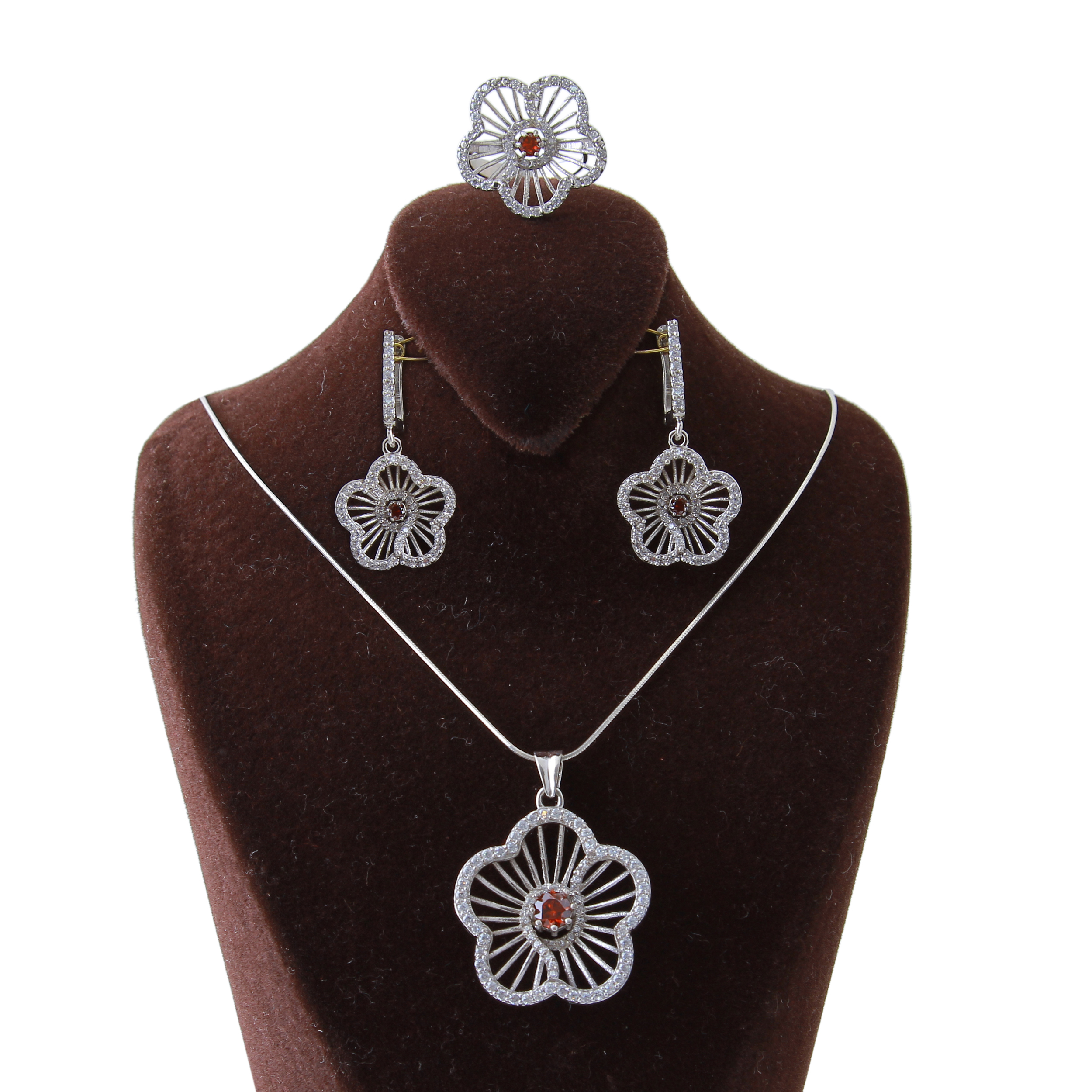    نیم ست نقره زنانه بازرگانی میلادی کد NTR_214