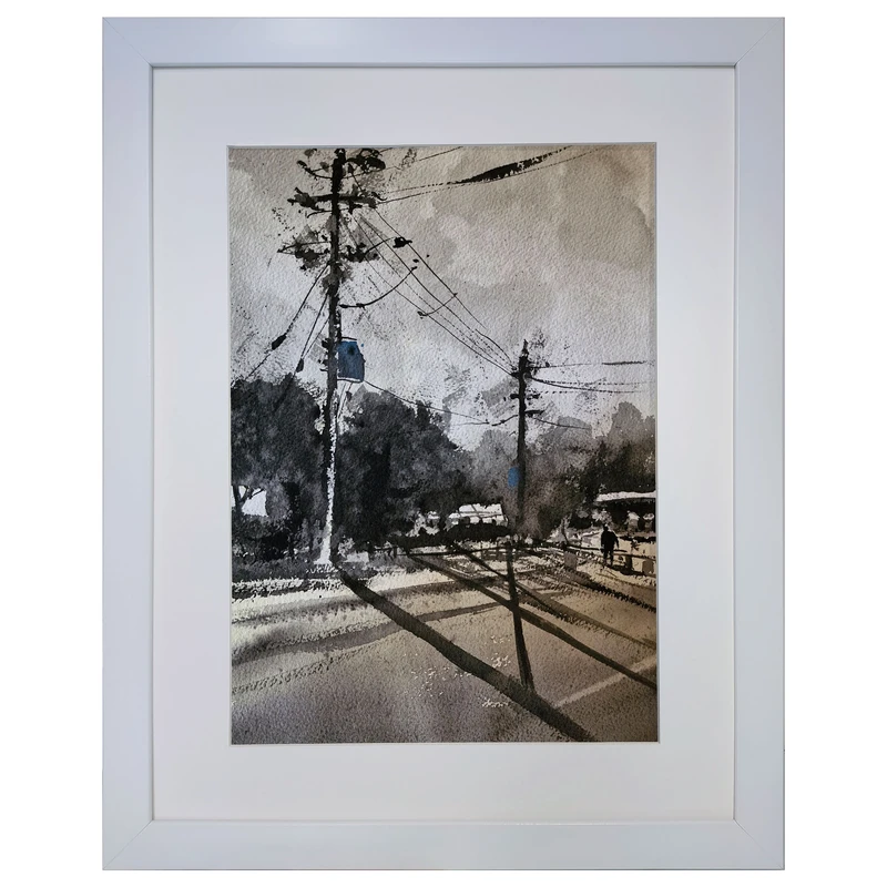 تابلو نقاشی آبرنگ به سبک امپرسیونیسم طرح خیابان کد 194